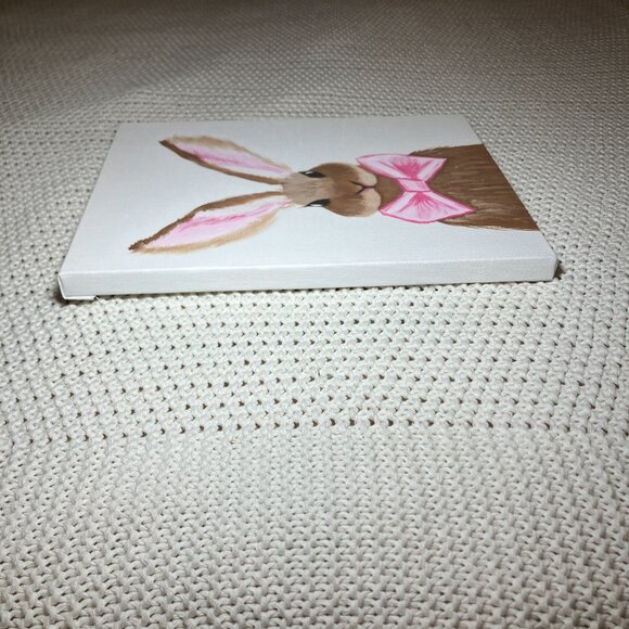 Original 8x10 Bunny Painting • Pink Bow • Cute Cottagecore Wall Art Whimsical - Picture 8 of 8